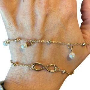 Gold Infinity Pearl Bracelet